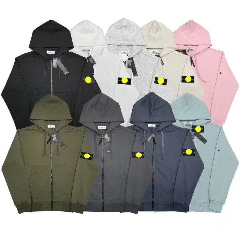 Designer Mens Jacket Men's Compass Badge Full Zip Hoodie Classic Sleeve Logo Zip Up Hooded Sweatshirt Casual Streetwear windbreaker jackets win