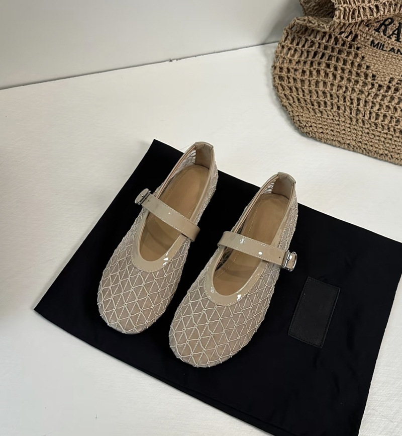 Designer Vintage Comfortable Stylish Fashion Ballet Shoes Woman Mesh Hollow Outs Mary Jane Shoes Solid Summer Walking Shoes Women Shallow Sandals