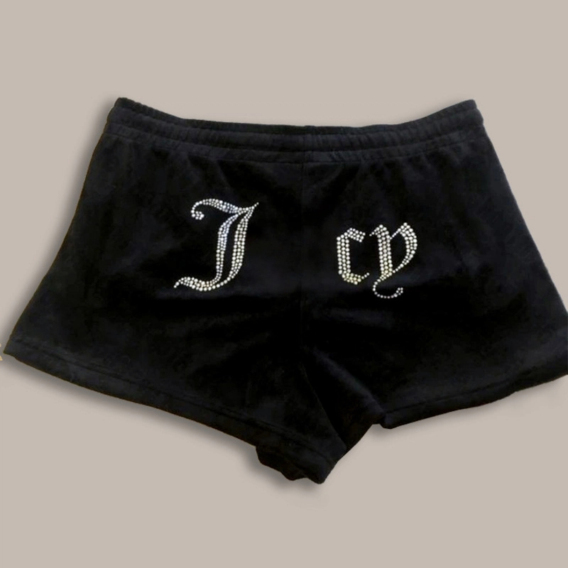 Women's Shorts Designer Sexy Hot Girl Rhinestone Letter Printed Fashion Brand Casual Slim Fit Retro Sportswear Pants-image-1062833047