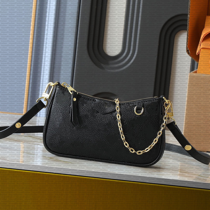 Easy Pouch On Strap Designer Luxury Womens Shoulder Bag Elegant Embossed Leather Pouch With Removable Adjustable Strap And Chain Crossbody Purse
