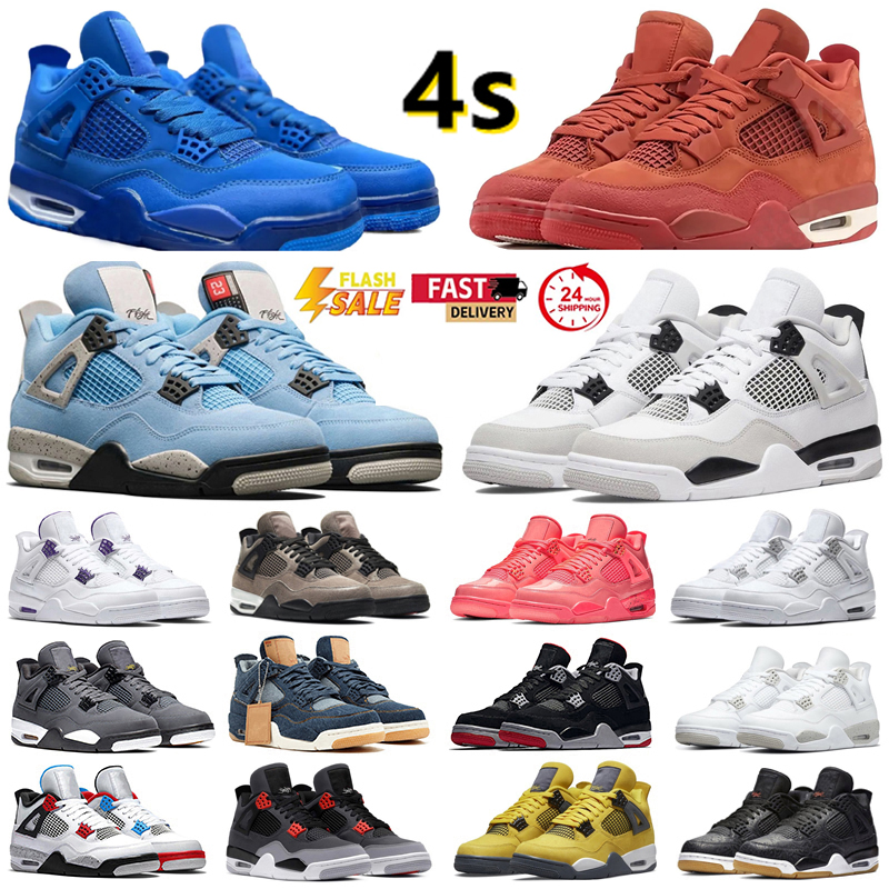 Designer Shoes 4 BasketBall Shoes 4s Mens Women Sneaker Military Black Cat Thunder White Oreo UNC Blue Sail Metallic Bred Grey Infrared Trainers