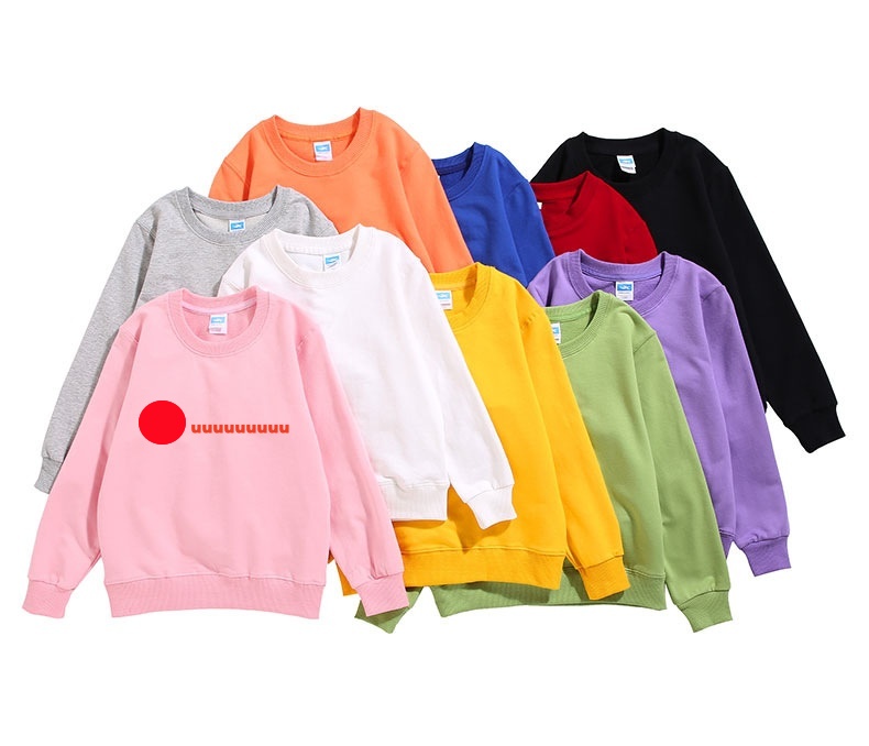 Sweat-shirt à manches longues et col rond pour enfants, veste unisexe, couleur unie, personnalisée, pour toutes les saisons, UU-L3586