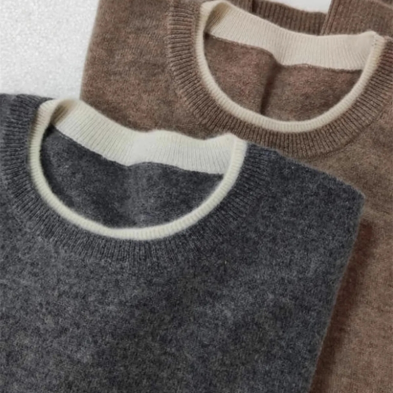Round neck pure cashmere sweater womens autumn and winter pullover loose large size wool bottom knit 241028