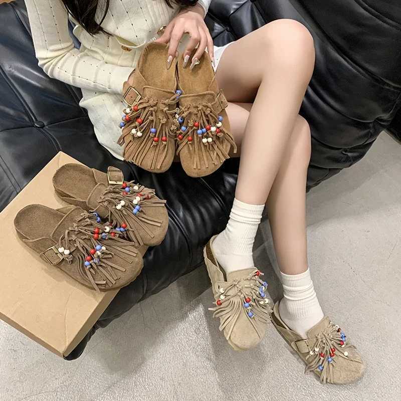 Baotou Thick Bottom 2025 Autumn New Fashion Platform Sandals Luxury Tassel Design Beach Shoes Womens Slippers Z250929