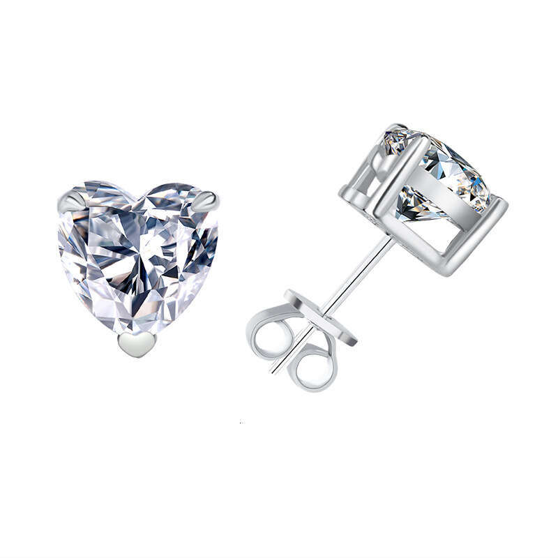 With Certificate Pass Diamond Tester VVS1 D Color Moissanite Earrings For Women Simple Fashionable Heart Moissanite Ear Ring Designer Jewelry Wom-image-1077992563