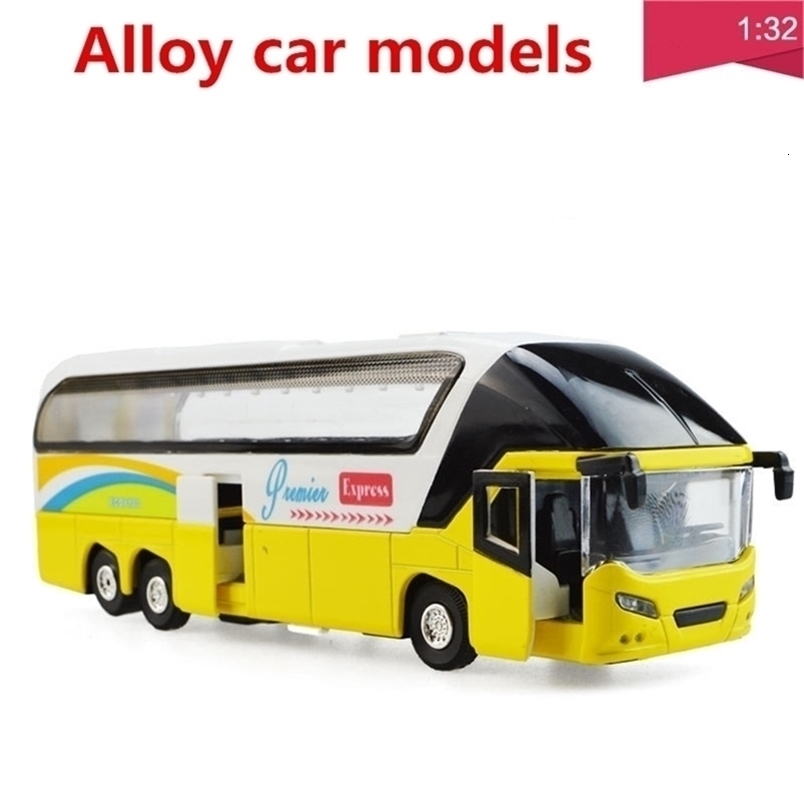Diecast Model car 1 32 alloy car models high simulation tour bus metal diecasts toy vehicles pull back flashing musical C251118-image-1085145393