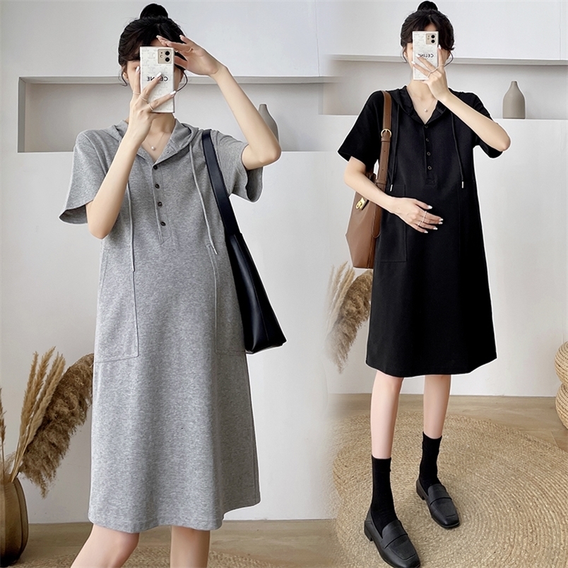 MaterniTY Dresses 8907 Summer Leisure Cotton Pregnant Womens Dress OL Pregnant Womens Formal Work Clothes Fashion Ins Pregnant Womens Clothing M2-image-1095549252