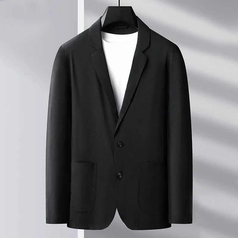 Summer Man Thin Breathable Blazers Jackets Solid Business Casual Suits Coats Male Slim Elastic Blazers Jackets Clothing 4XL 250929BJ