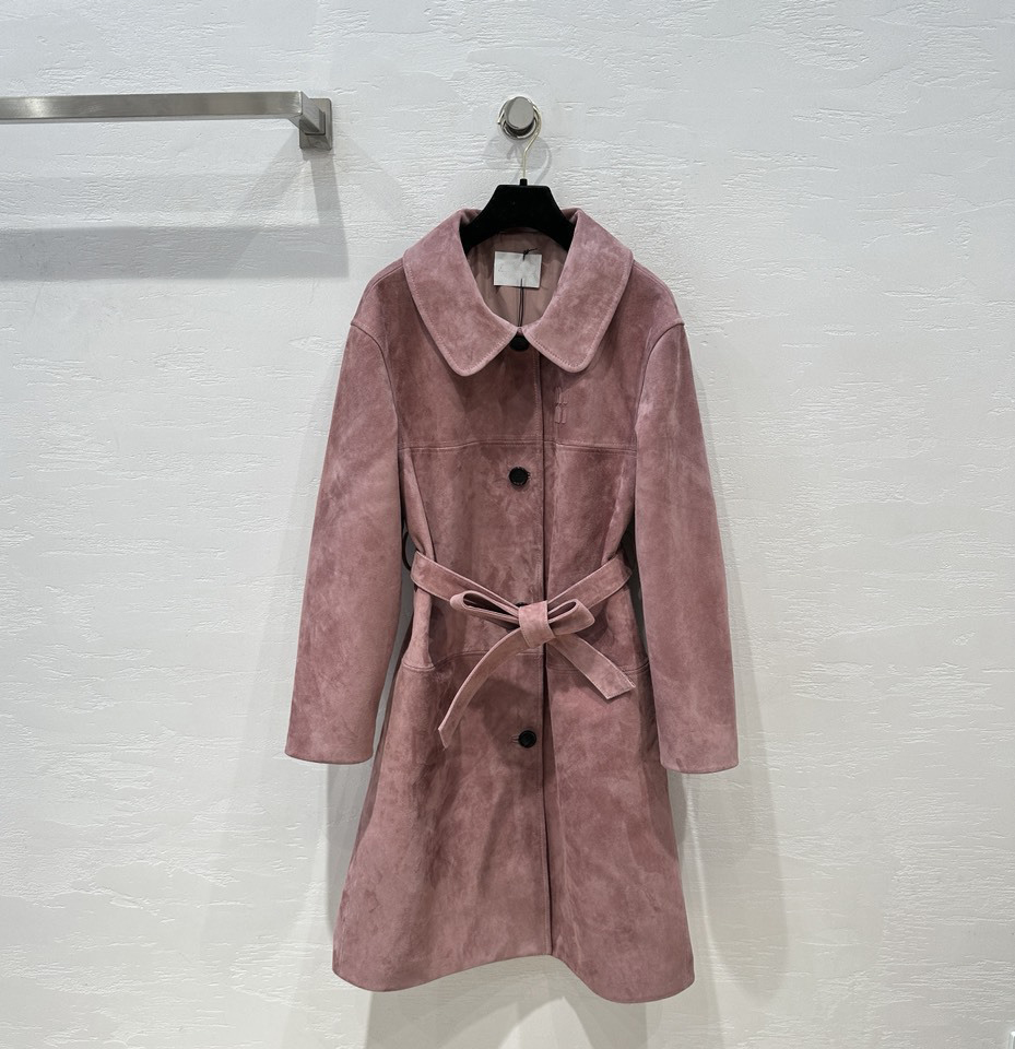 Fashion women's down jacket designer jacket Early Autumn New Arrival Vintage-Chic Melange Collar Suede Trench Coat Stylish and Versatile Out