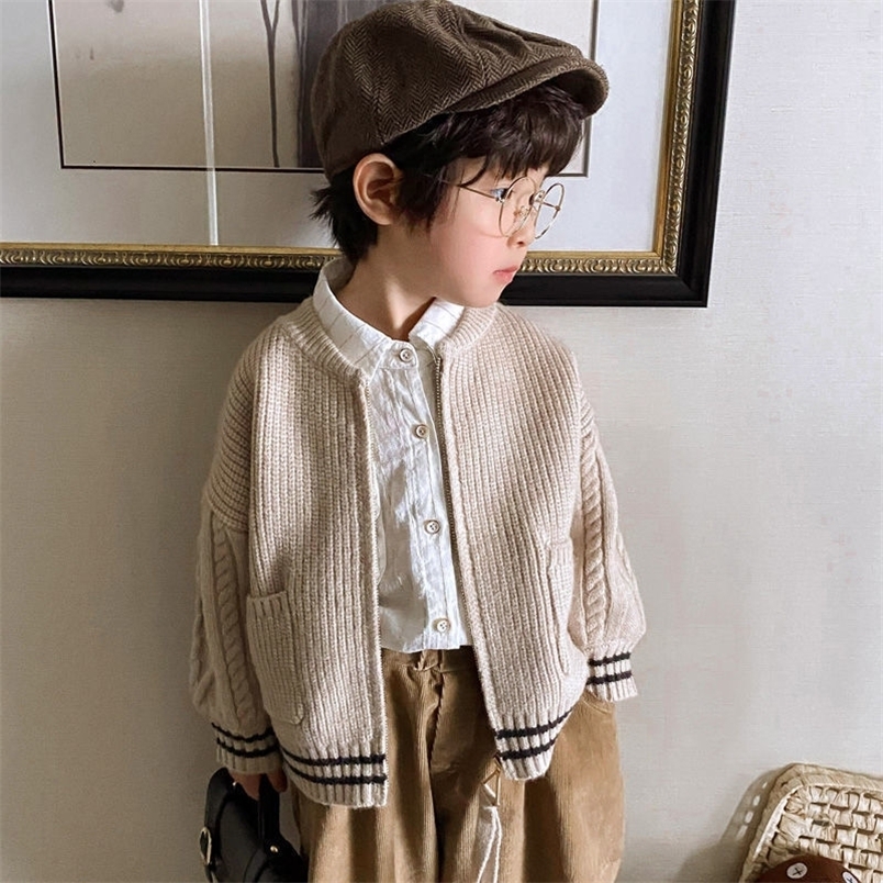 Cardigan CHIldrens Knitted Cardigan Sweater Spring and Autumn Knitted Cardigan for Kids Boys Girls Outerwear Casual Coat M260310-image-1096967909