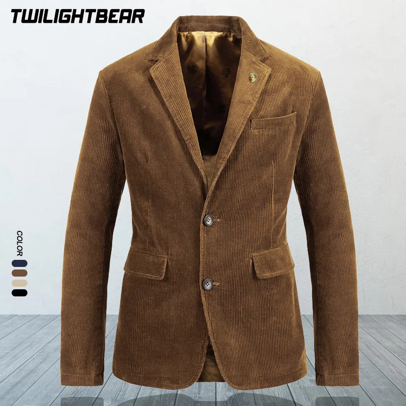 High Quality Mens Corduroy Blazer Oversized Male Suit Jacket Solid Casual Blazers Men Clothing Leisure Suit Coats 4XL A2F58179 250929BJ