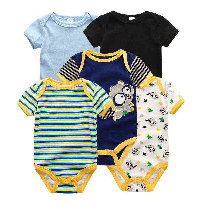 K457 born Boy Clothes 5Pcs Star Print Infant Bodysuit Casual Baby Girl Summer Jumpsuits Set Kids Baby&#039;s Costumes ropa para bebes-image-1078121704