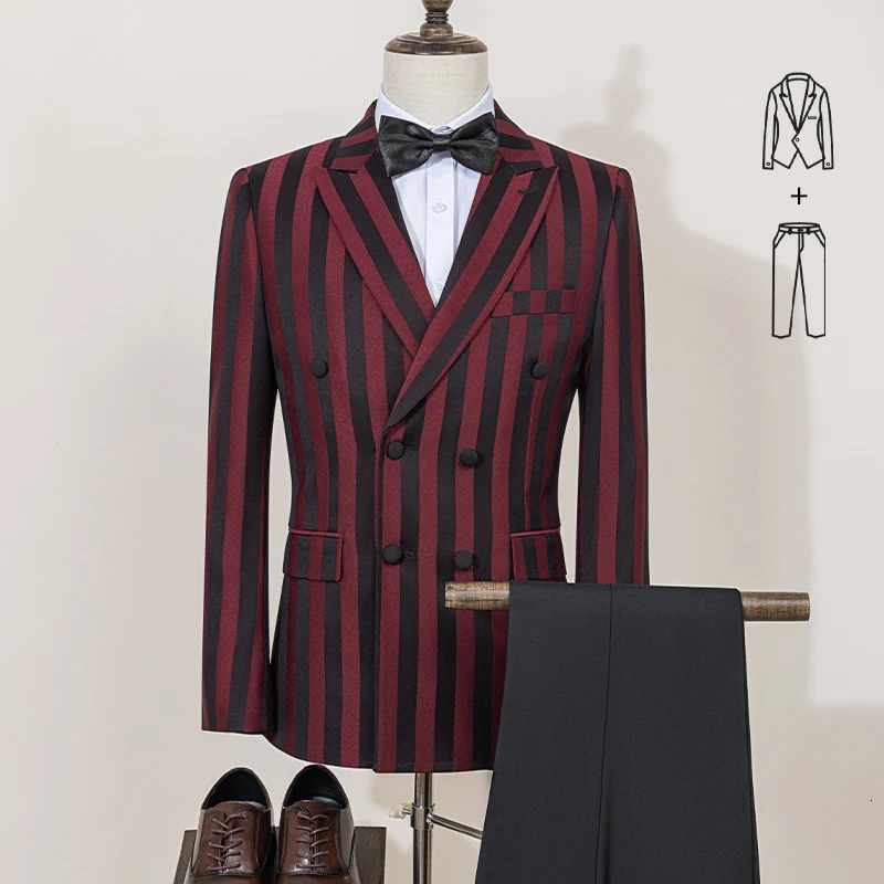 ST Cassy Mens Suits Fashion striped evening gown Double Breasted Slim Fit 2 Piece Jacket Pants 250929BJ