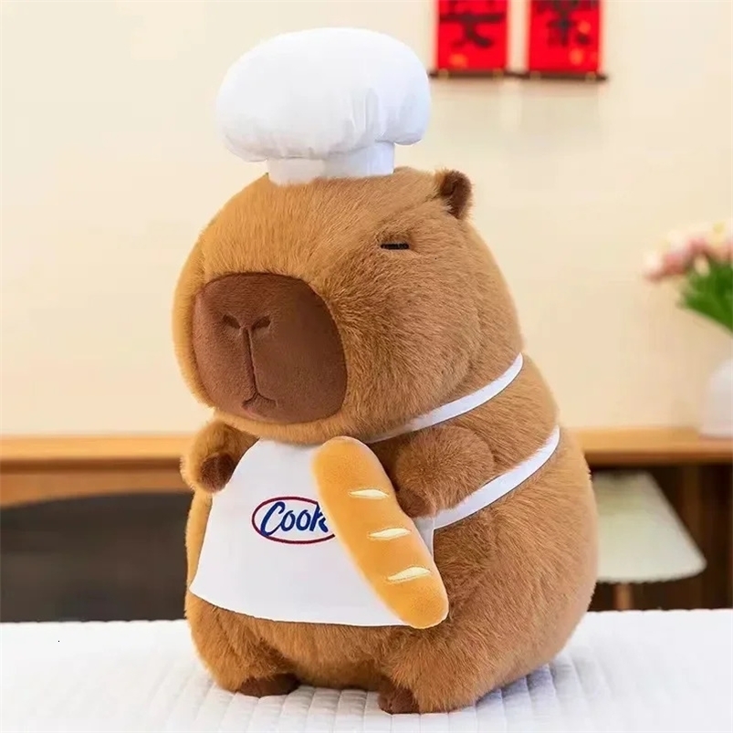 30cm Chef Bread Simulation Kawaii Capybara Anime Fluffy Toy Cute Stuffed Animals Soft Doll Plush Xmas Gift 250618 W260306-image-1096677706