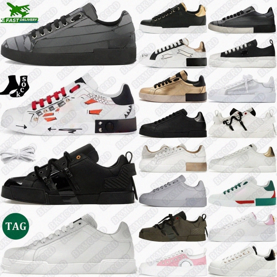 sneakers designer Portofino shoes sneaker mens shoe Classic Black Grey Pink Embroidery White Silver Portofinos Crown Patch Gold Metalli66X6#