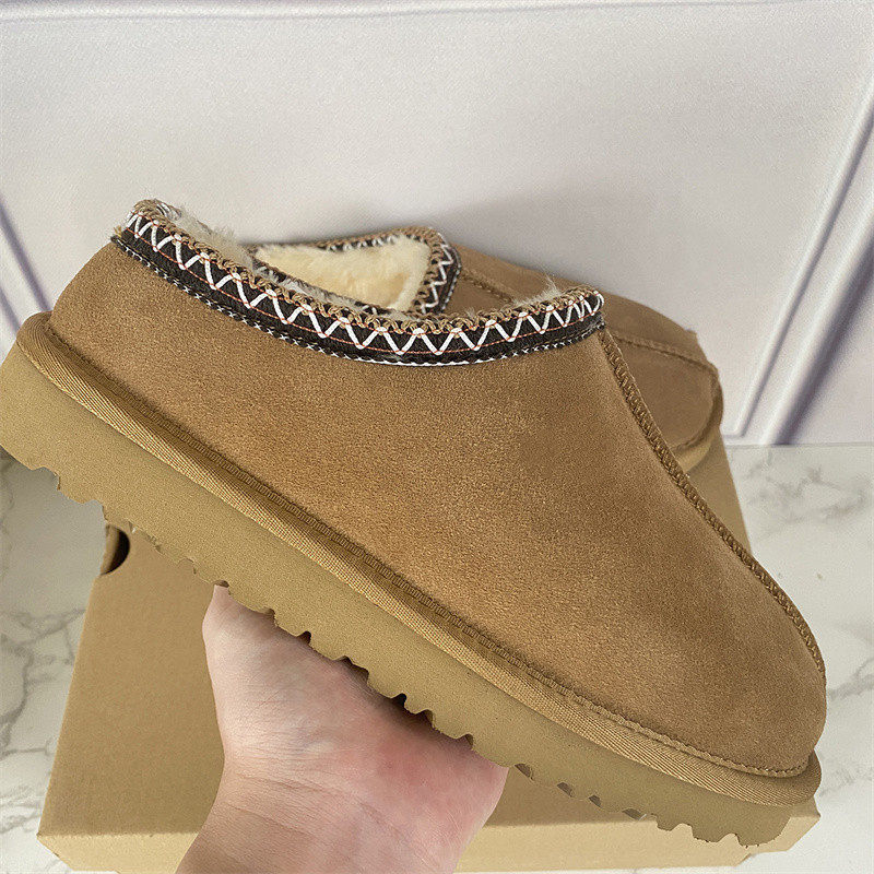Australia Tasman Tazz Winter Boots Mustard Chestnut Sheepskin Slippers with Ultra Mini Platform Unisex Slip-On Winter Shoes for Women Men Suede Wool