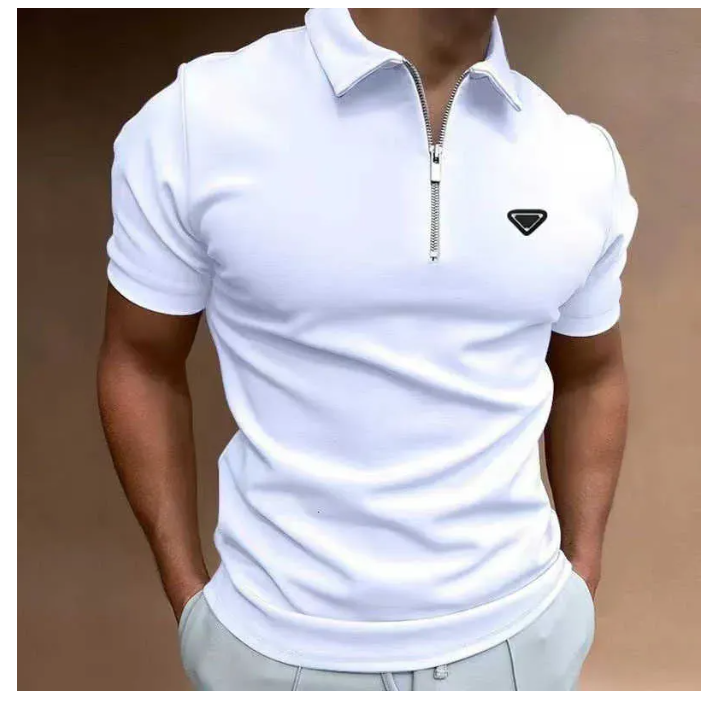 Men's Polos Designer high quality Summer Zipper Polo Shirt brand Striped Print Shirt for Men Streetwear Casual Short Sleeve T-Shirt designer