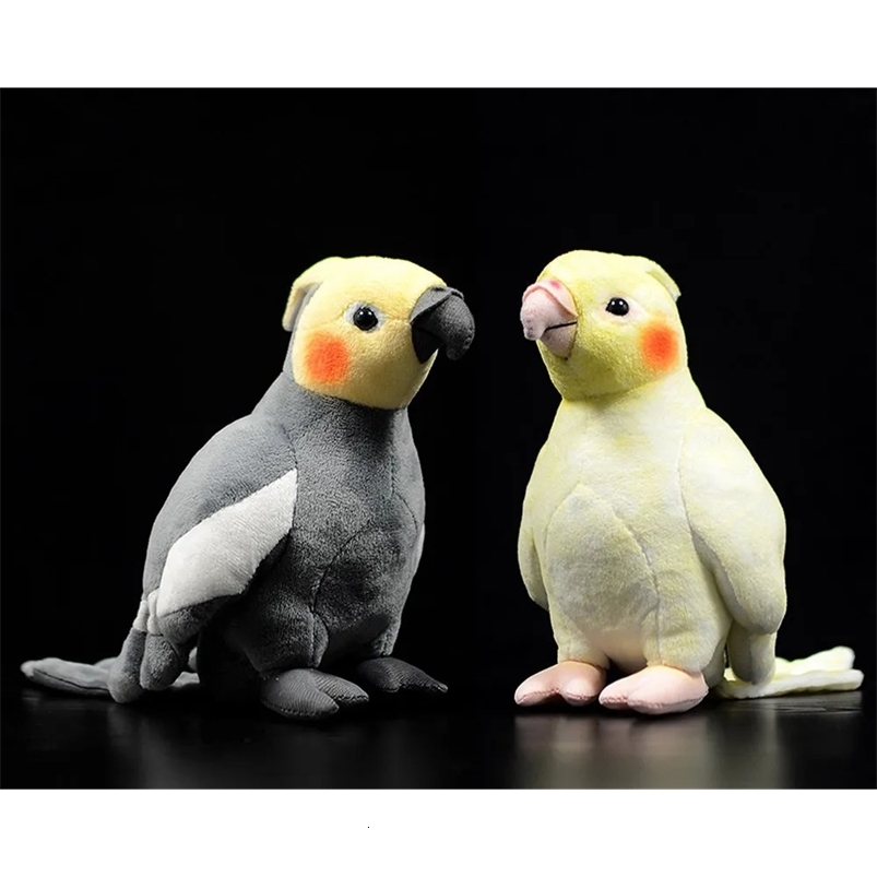 Dolls 18cm Small Real Life Yellow Cockatiel Plush Toys Soft Parrot Stuffed Birds Animal Toy Christmas Gifts For Kids 230927 H260210-image-1094747748