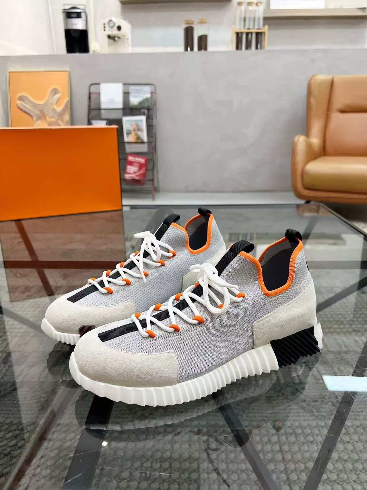 Famous Brand Men Depart Sneakers Designer Shoes Knit Mesh Breathable Man Skateboard Rubber Runner Sole Tech Fabrics Comfort Men's Trainer Luxur