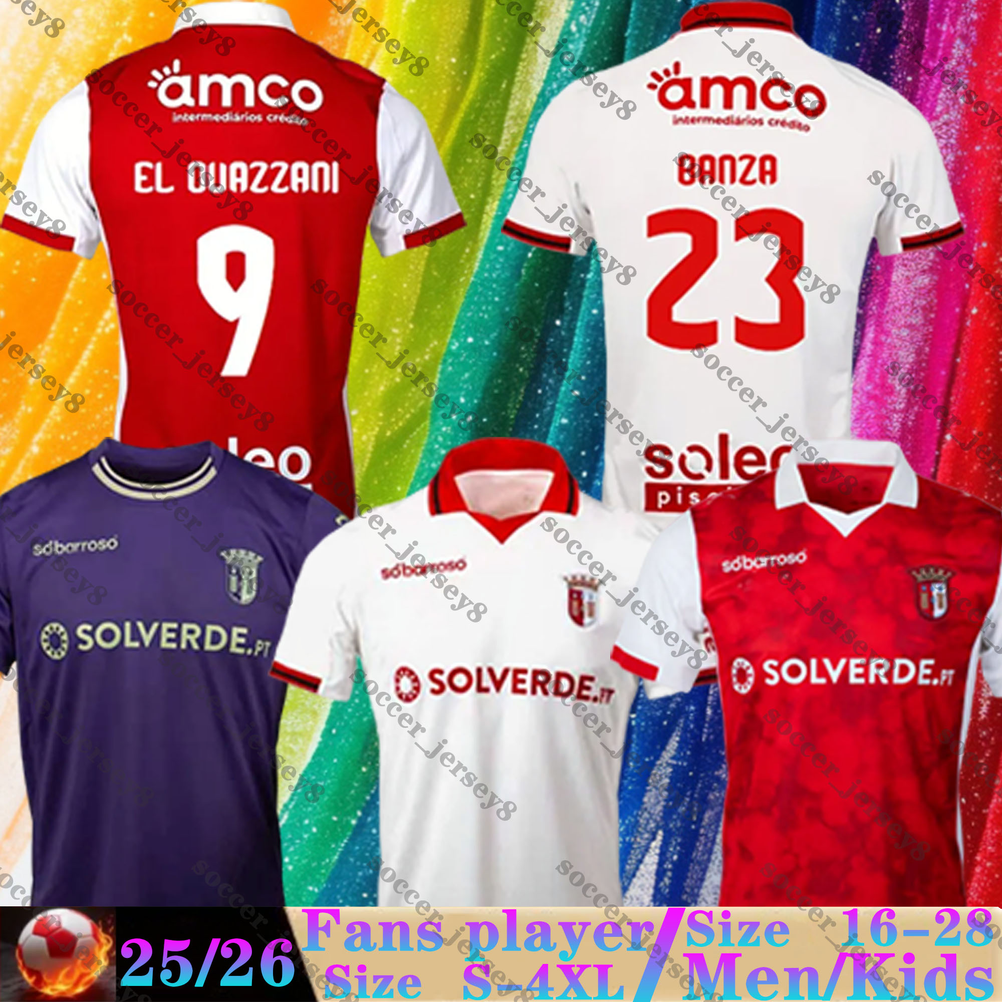 2025 2026 S.C. Braga Soccer Jersey PAU VICTOR EL OUAZZANI R.HORTA F.NAVARRO 25 26 ZALAZAR GORBY J.B. DIEGO Men Uniforms Home away 3rd GABRI MTZ.-image-922823389