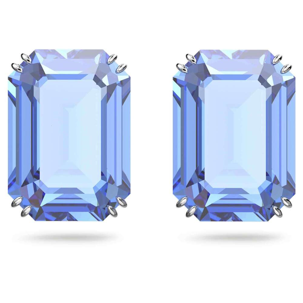 Blue Crystal Stud Earrings Designer For Women Stainless Steel Plated Gold Crystal Diamond Earrings Sterling Silver Needle Mens Jewelry Woman Vale-image-1078379381