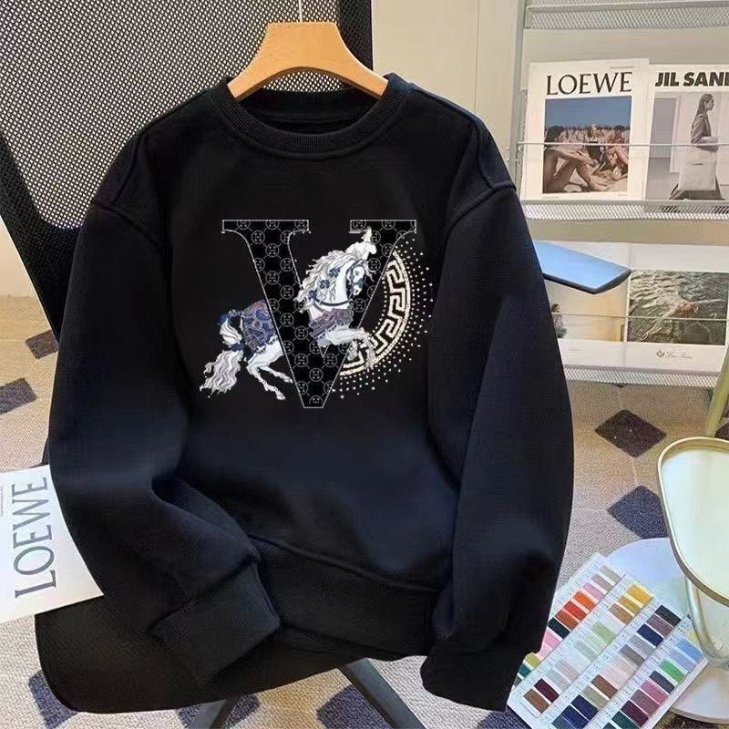 Autumn/Winter Men's European 26 New Light Luxury Hoodie Fashionable Couple Round Neck Long Sleeve Printed Casual Trendy Hoodie 90