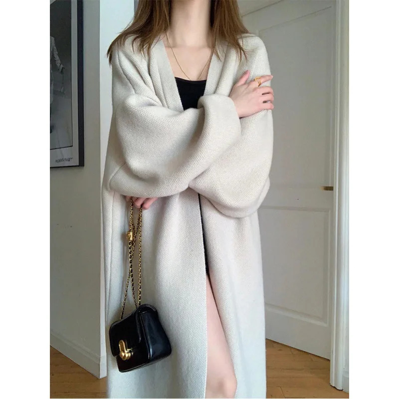 Women Spring Autumn Cardigan Sweater 2025 Loose Fashion Soft Mid length Long Sleeve Solid Color Knitted Cardigans Outerw 250930 14