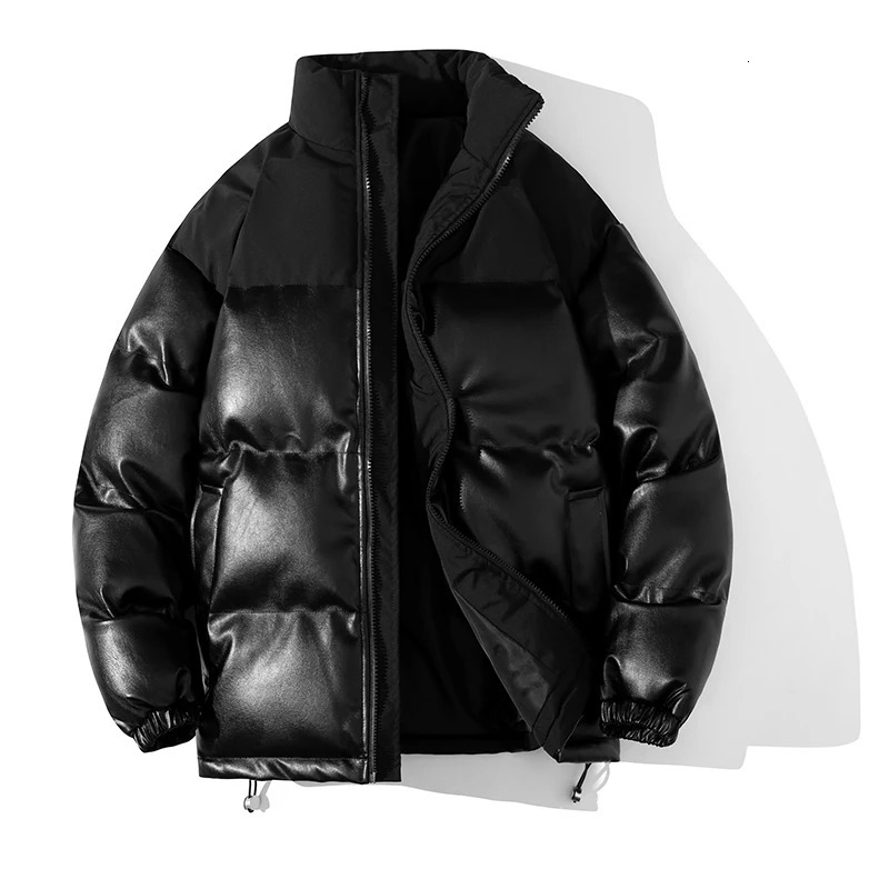 Men Pu Leather White Duck Down Jacket Winter Outdoor Windproof Parkas Basic Style Bread Jacket Casual Winter Puffer Jacket 250929BJ