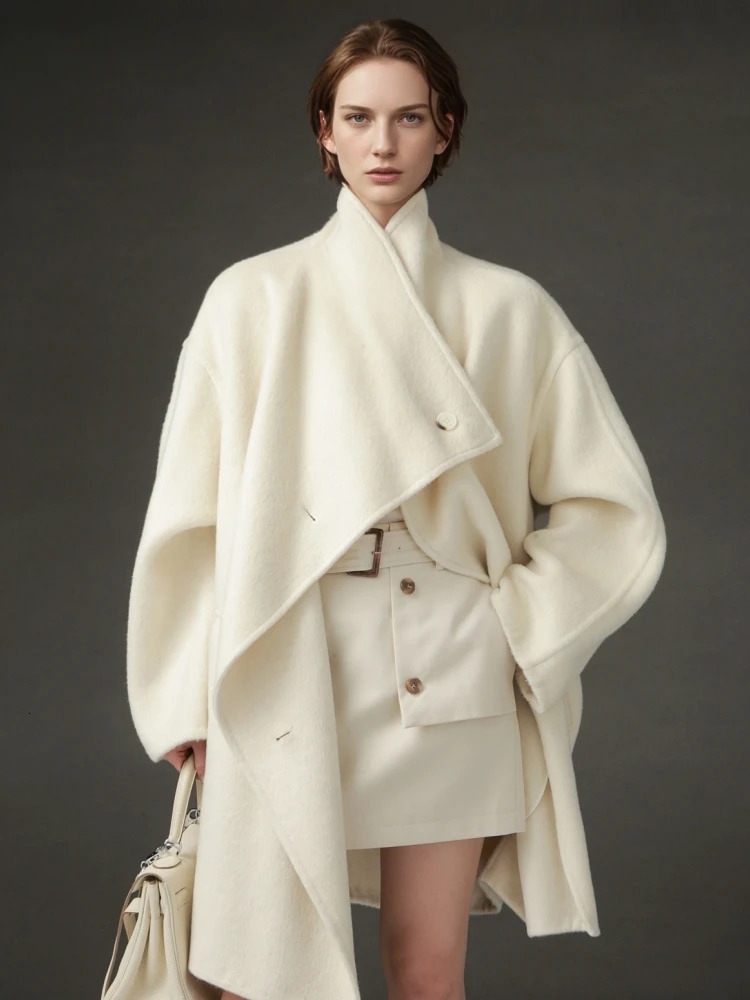 Stand Collar Ladys Short Woolen Jackets Autumn And Winter MidLength Single Breasted Loose Warm Womens Wool Coats 250929BJ