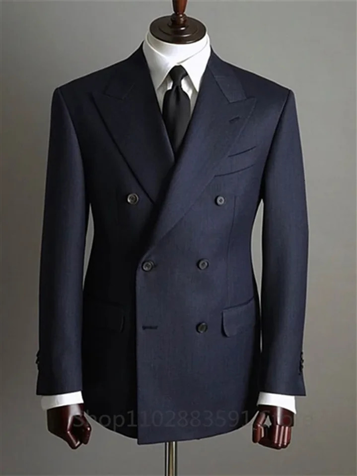 2 Pieces Tuxedo Fashion Blazer Pants Men Suits Double Breasted Buttons Peaked Lapel Formal Party Wedding Groom Tuxedo 250929BJ