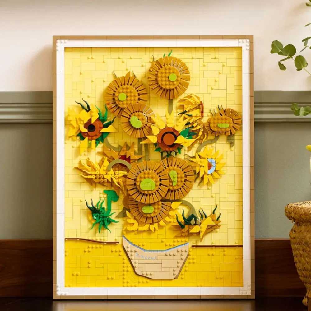2615pcs Moc 31215 Vincent van Gogh Sunflowers 3D Art Mural Building Blocks Sets Diy Creative Decorate Bricks Toys Kids Gift Z251007 M260309-image-1096807788