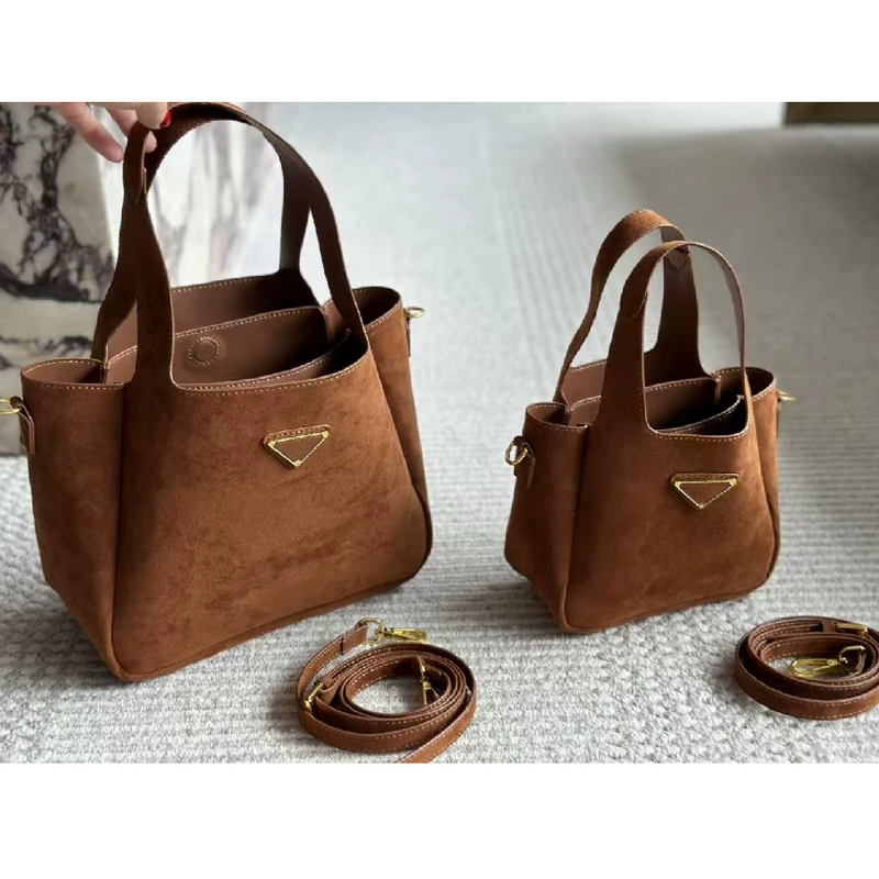 Free Shipping Suede Retro Mini Vegetable Basket Bag Real Frosted Leather Bucket Bag Designer Bag Women Luxury Coffee Crossbody Bags