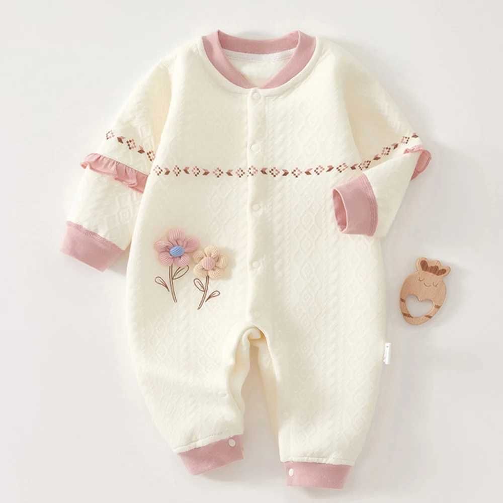 w476 Baby Girl Romper Long Sleeve Cotton Autumn Winter Warm Newborn Clothes Princess First Birthday Baby Jumpsuit High Quali-image-1078639804