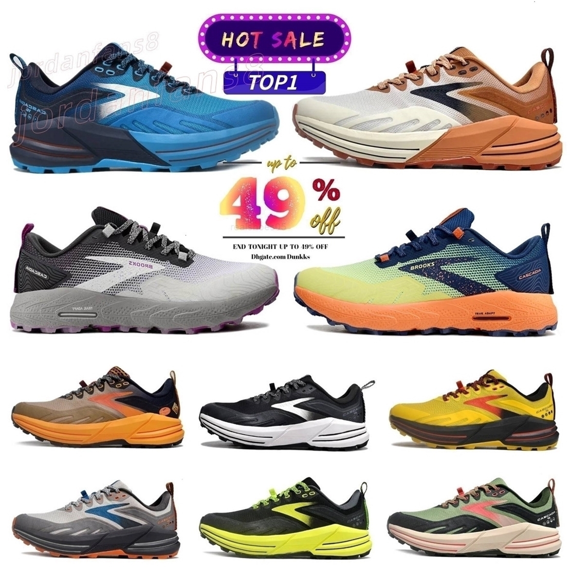 Cascadia 16 Designer Chaussures de course masculines Femmes Rock Rock Rock Trail randonnée Chaussures fantômes Hyperion Tempo noir blanc gris jau