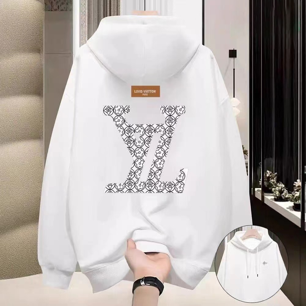 2025 New Tide Map Men's Trend Round Neck Winter Sweater Printed Jacket Hooded Joker Leisure Long Sleeve99