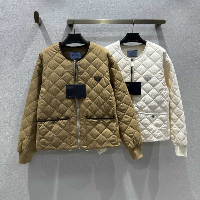 Women's Jackets designer brand 2025 Autumn Winter New Diamond Quilted Cotton Padded Round Neck Coat for Women Fashion From Shenzhen High-end