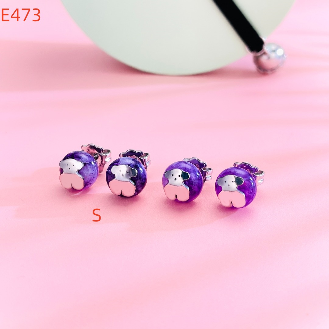 Fashion Women Girls Bear Silver Gold Stainless Steel Blue Purple Brown Black Green Pearl Bead Cartoon Animal Zircon Span Stud Earrings Jewelry-image-1078760927