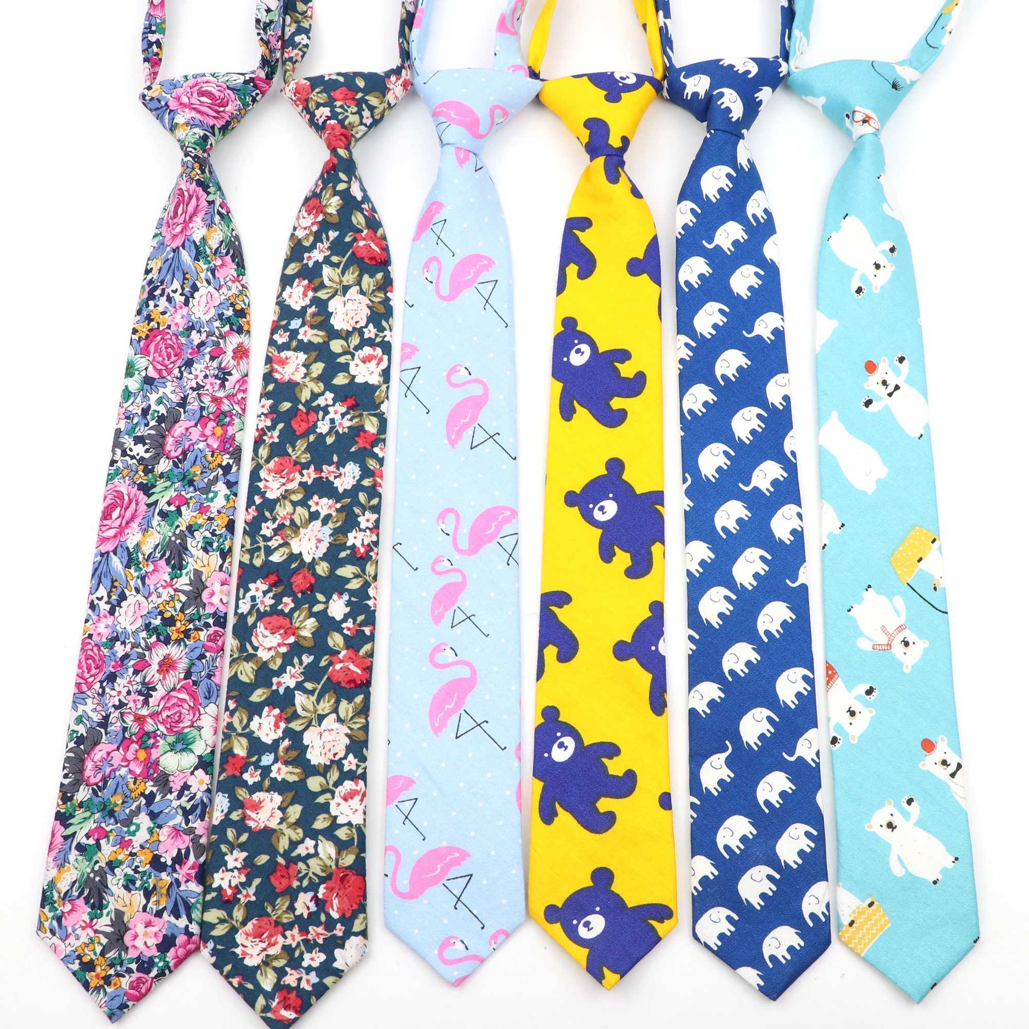 Fashion School Skinny Ties For Boys Girls Casual Cartoon Animal Solid Color Floral Plaid Necktie Simple Lazy Slim Student TieW251111-image-1084212959