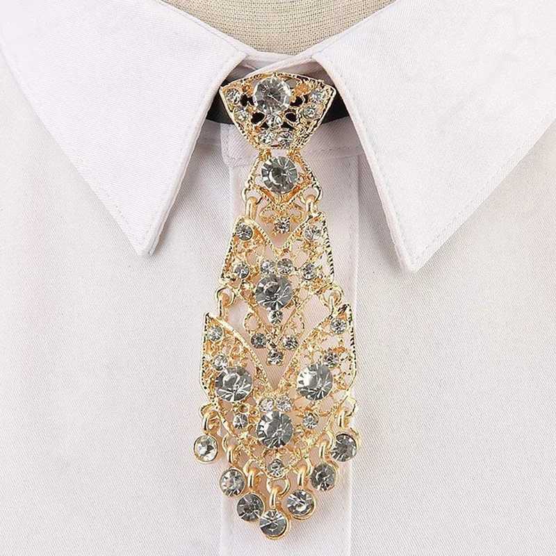 Fashion Personality Crystal Neckties Trendy General Korean Wine Party Wedding Ceremony Metal Short Luxury Tie Men AccessoriesW251111-image-1084212969