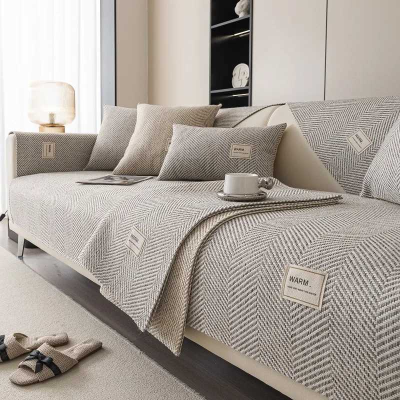 Blanket Solid Color Cotton Linen Sofa Cover Simple NonSlip Dustproof Living Room Decoration Sofa Cushion Backrest Armrest Protect Towel Y251008-image-1078797144