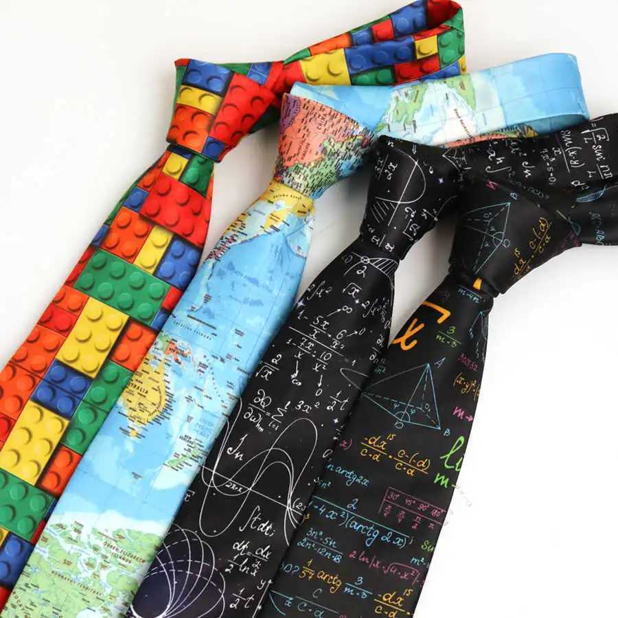 2025 New Creative Design Maths Map Printed Neckties Men Casual Shirt Accessories Daily Neckwear Polyester 8cm Soft Skinny TiesW251111-image-1084187218
