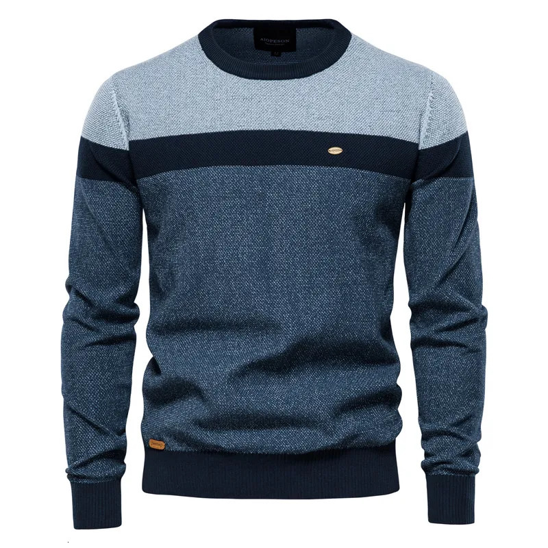 AIOPESON épissé coton pull hommes décontracté Oneck haute qualité pull tricoté chandails mâle hiver hommes 2501008
