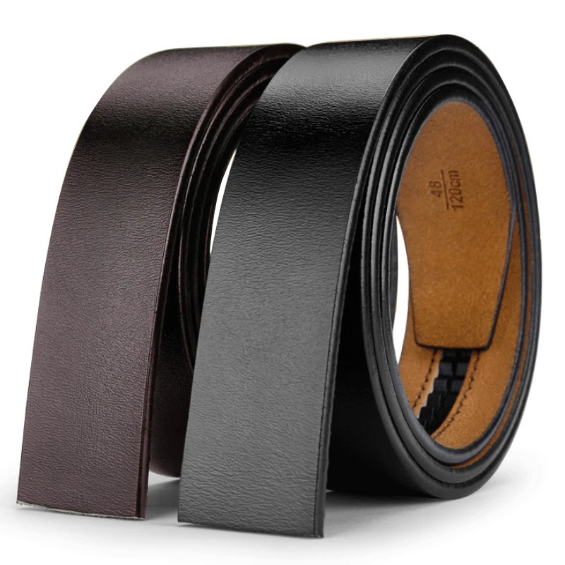 No Buckle 35cm Width Genuine Leather Belt Straps Without Automatic Buckle Waist Belts Black Brown Plus Size 130 140 150cm 250923