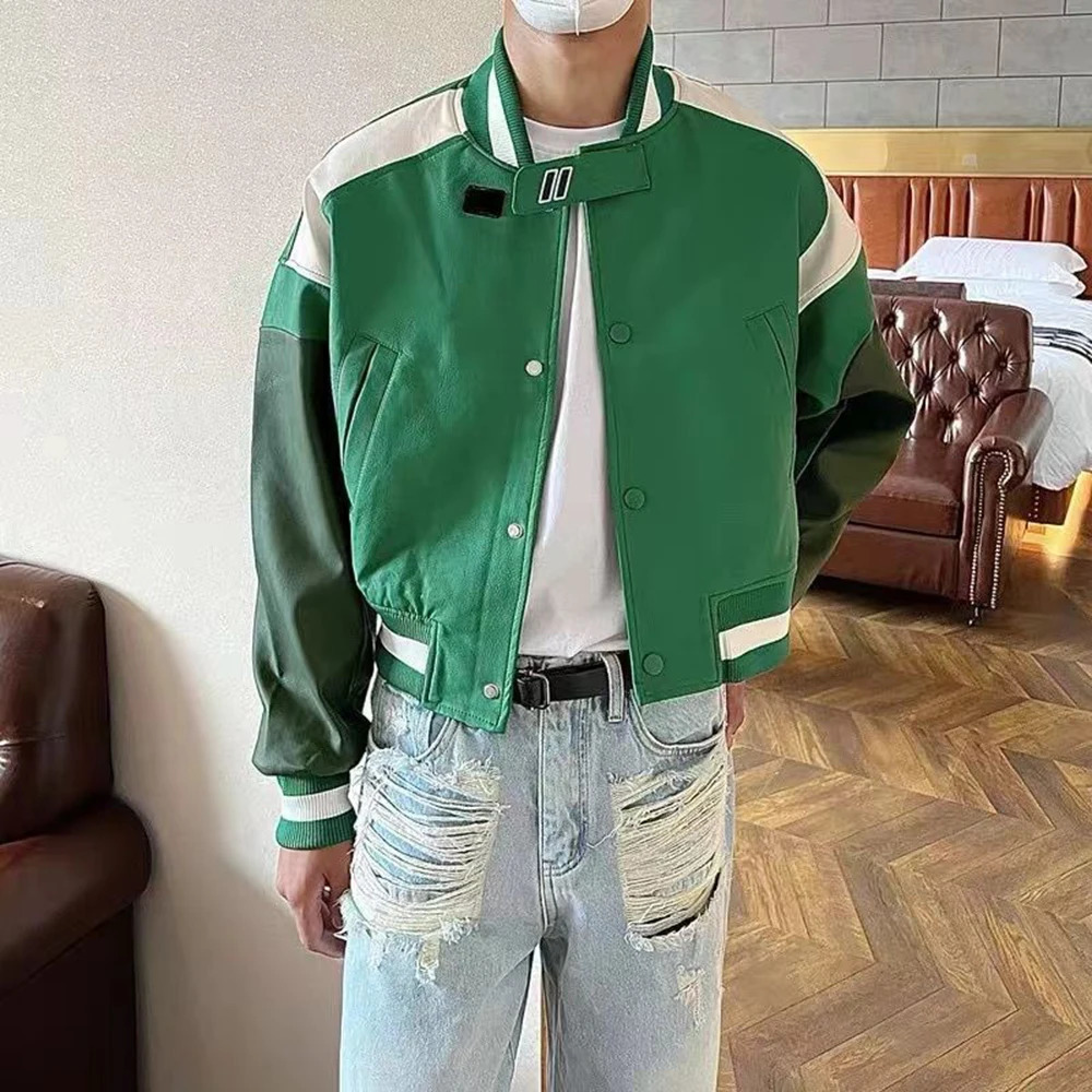 Autumn And Winter Niche Stitching Design HighGrade Leather Jacket American Retro High Street Fashion Casual Y2k Men 250930 b3