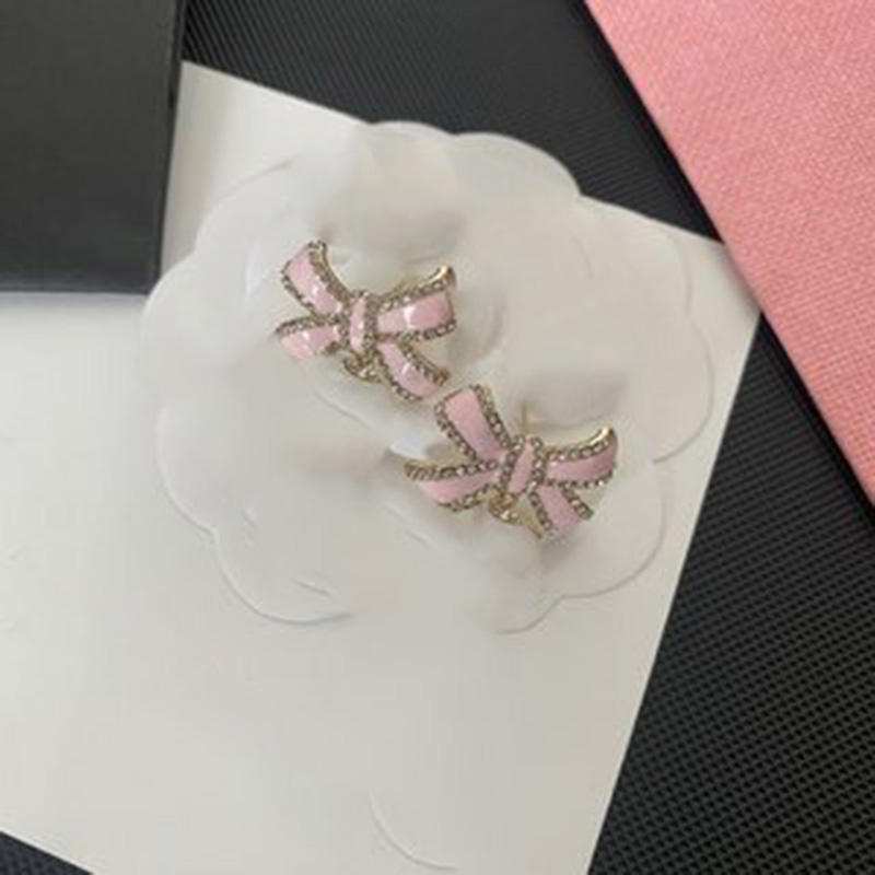 Luxury Designer Earrings Pink Bow Designer Letter Dangle Earrings for Women - Stylish Accessory Perfect for Weddings W