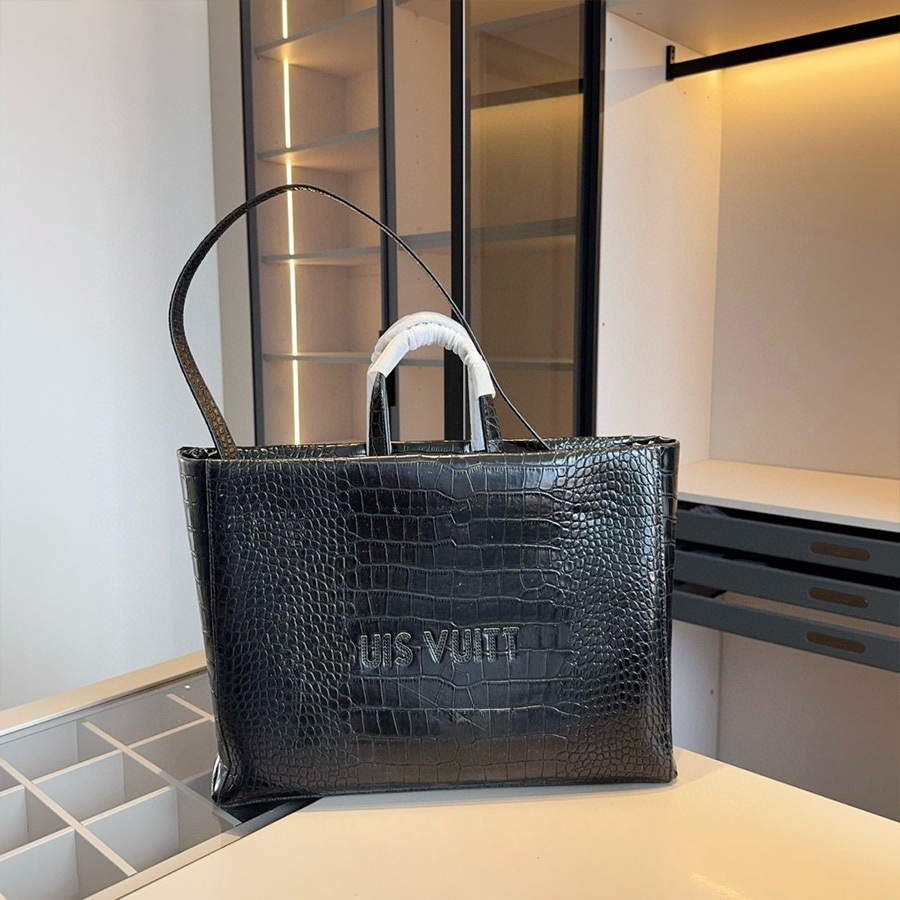 Designer Shopper Bag HandbagUnisex Nouvelle Mode Polyvalent Sac Fourre-Tout Blocage De Couleur Couleur Unie Texture Crocodile Sac À Main En Cuir