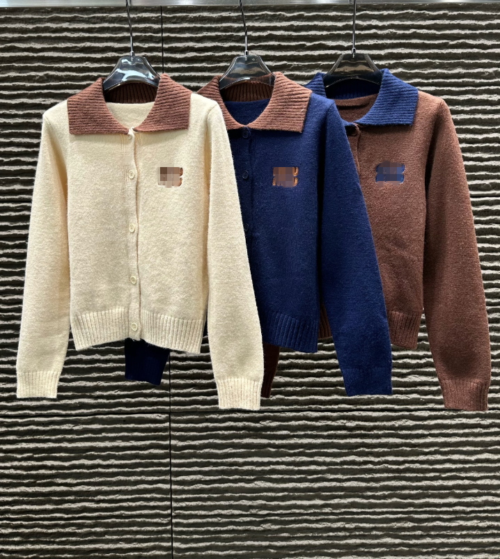 Pull femme automne et hiver, col, lettres brodées, pull cardigan tricoté, 1009