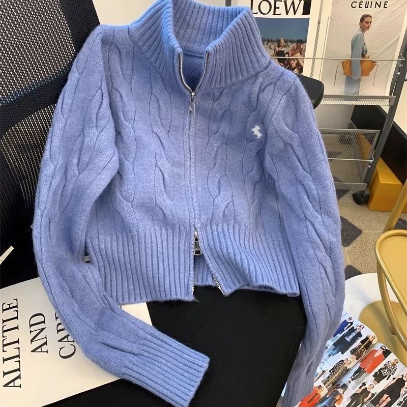 cashmere sweaters raphl sweater women sweater designer sweater women US Europe size color white khaki blue knitted zip up sweater size S M L XL