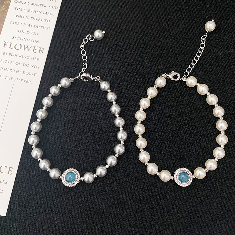 Retro Aquamarine Pearl Bracelet for Women Fashionable Light Luxury Versatile Niche Elegant High-end Bracelet Free Shipping