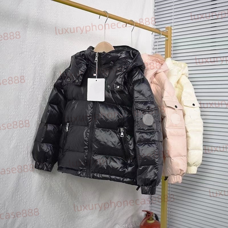 Hoodies kids designer M embroidered badge kid baby Down Jacket fashion 100% goose down filling hooded tops brand comfortable warm girl boy hood s